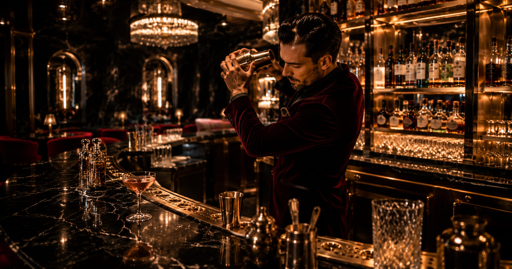 Barman przygotowujący koktajl